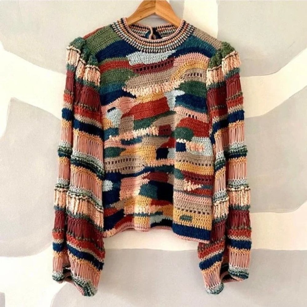 ULLA JOHNSON Eliya Pullover Sweater RARE Alpaca Handmade Size Medium - Picture 2 of 5